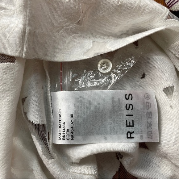 Reiss Shirt Short Sleeve Viscose Blend White Floral Cutout Lace Size Extra Small - Picture 7 of 8